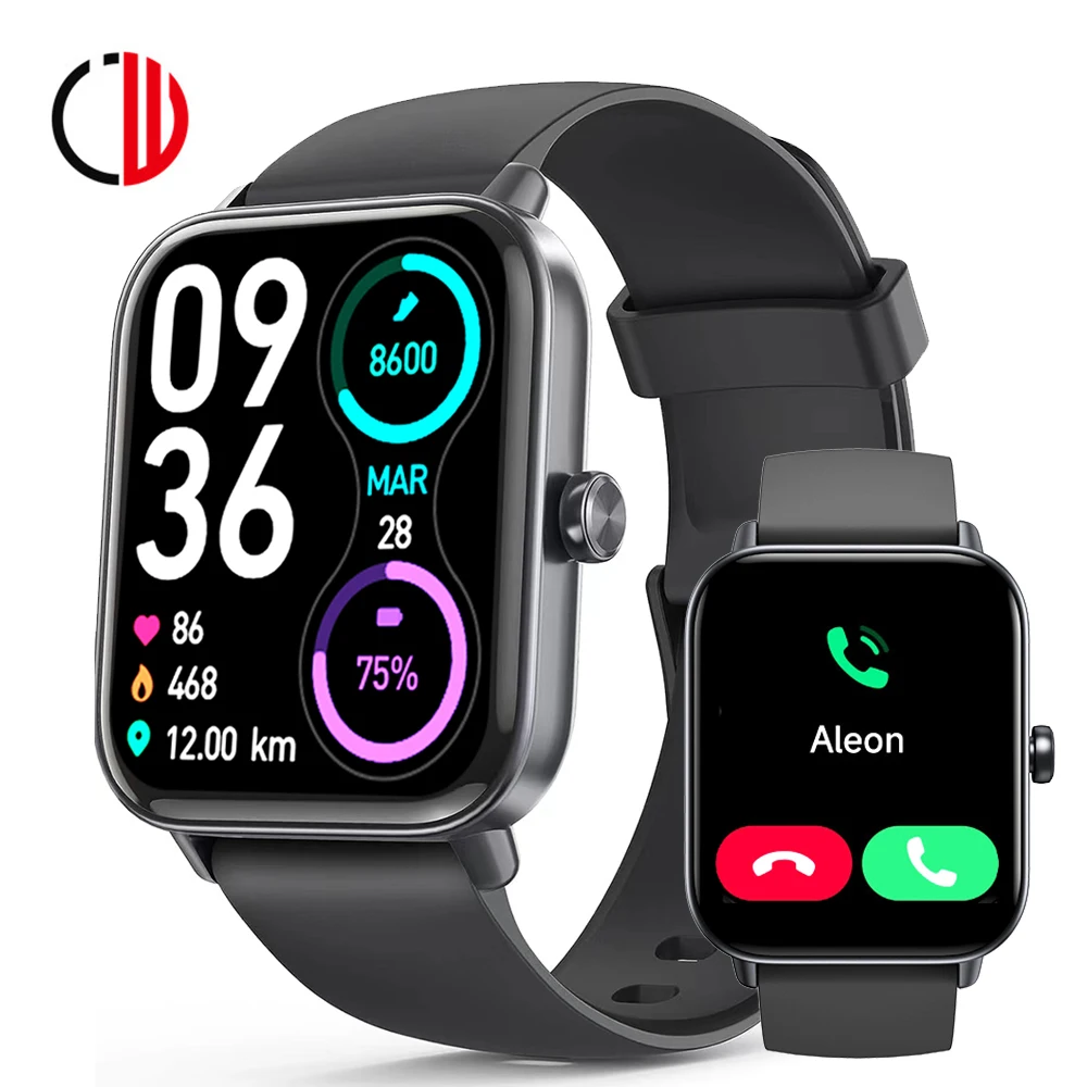 ZZYSMART IDW19 Smart Watches For Men Women Veryfit Bluetooth Call Smartwatch Build-in Alexa 5ATM IP68 Waterproof Heart Rate