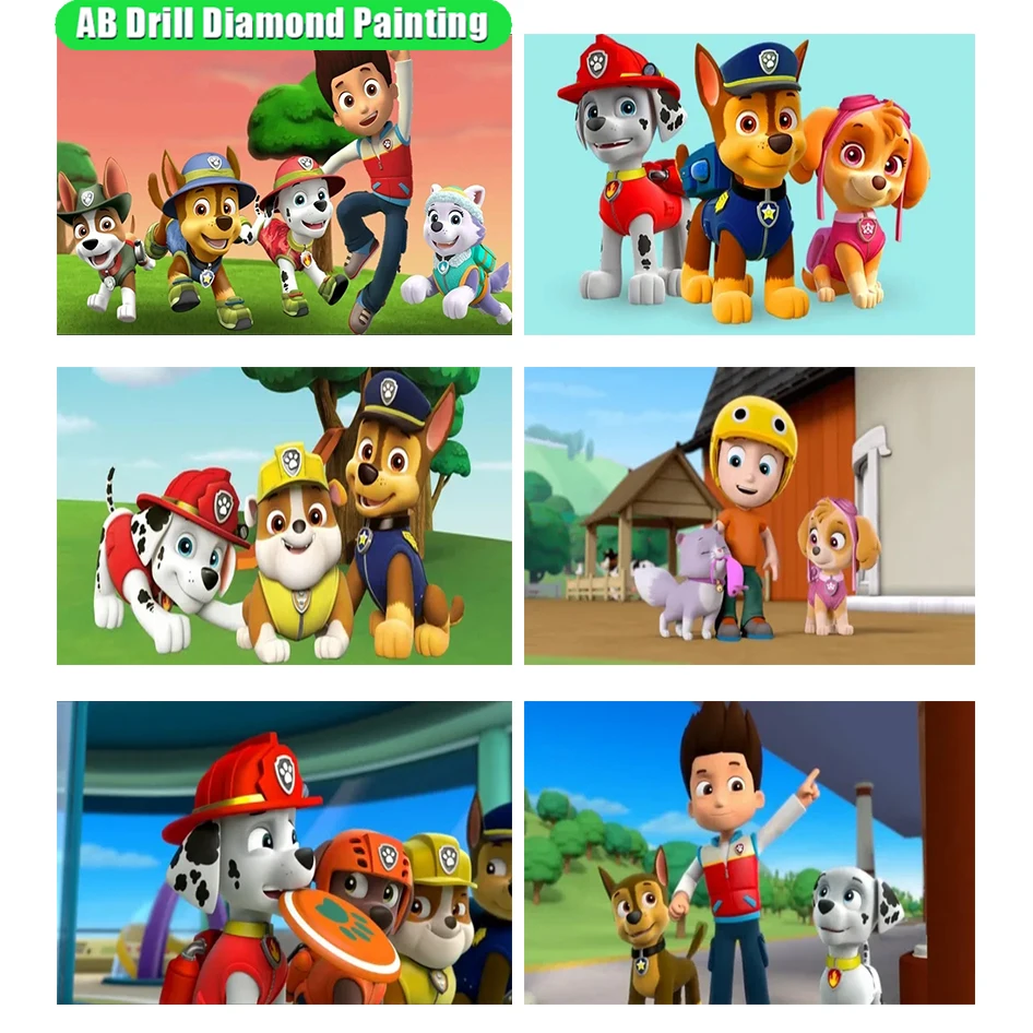 

5D Diy Ab Diamond Painting Disney Dog Patrol Group Animal Paw Patrol Square Diamond Mosaic Embroidery Sale Home Decoration Ll153