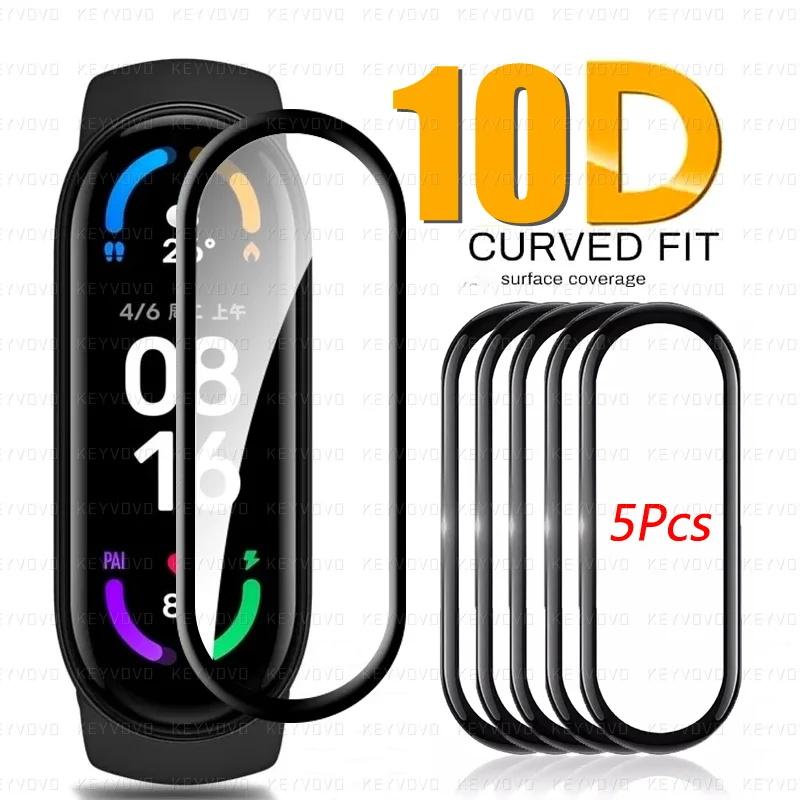 10D Glass for Xiaomi mi band 6 5 7 8 4 Screen Protector Prot