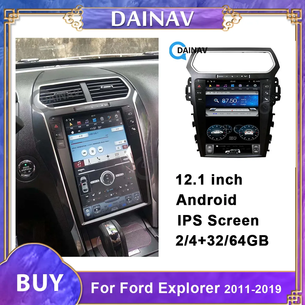 

Автомобильный мультимедийный DVD-плеер с вертикальным экраном 12,1 дюйма и GPS-навигацией для Ford Explorer 2011-2019, автомобильное аудио, радио, стерео