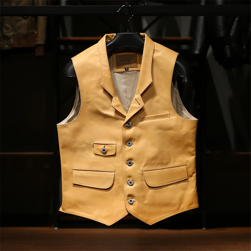 

2024 New Horse Leather Vest for Men Motorcycle Biker Slim Fit Short Youth Sleeveless Jacket