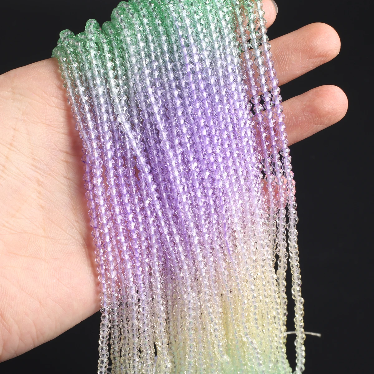

2 Strands Charming Colorful Gradient Spinel Loose Spacing Beaded Jewelry Making Necklace Earrings Bracelet Accessories Gift