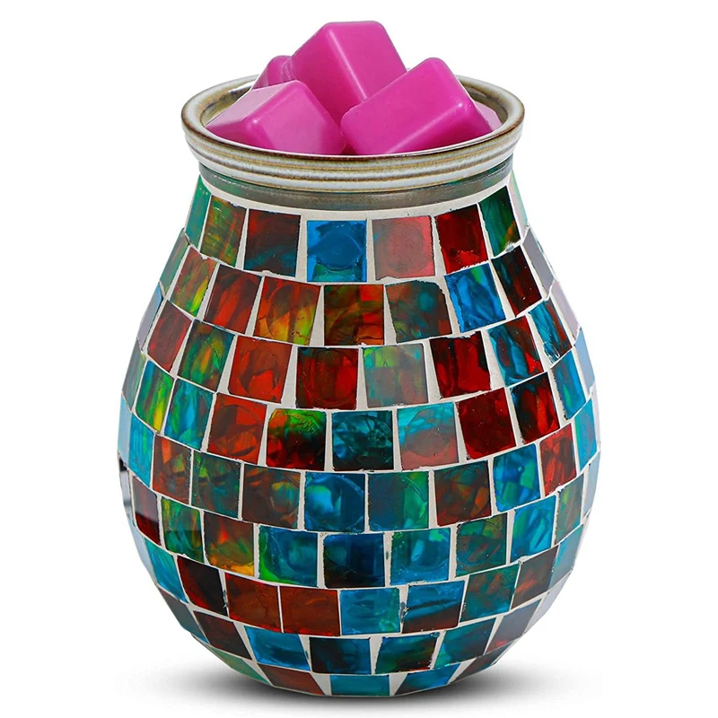 

Hand Craft Paste Mosaic Glass Aromatherapy Lamp Wax Melter High Temperature Heating Wax Melting Furnace US Plug