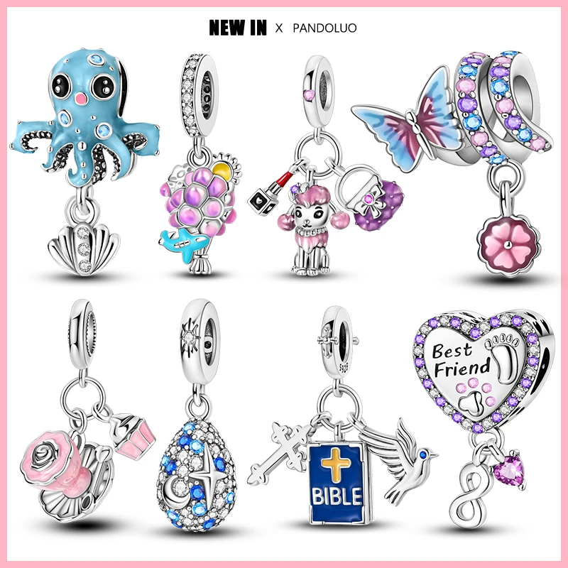 Женский браслет Pandora из серебра 925 пробы с подвеской-бусиной