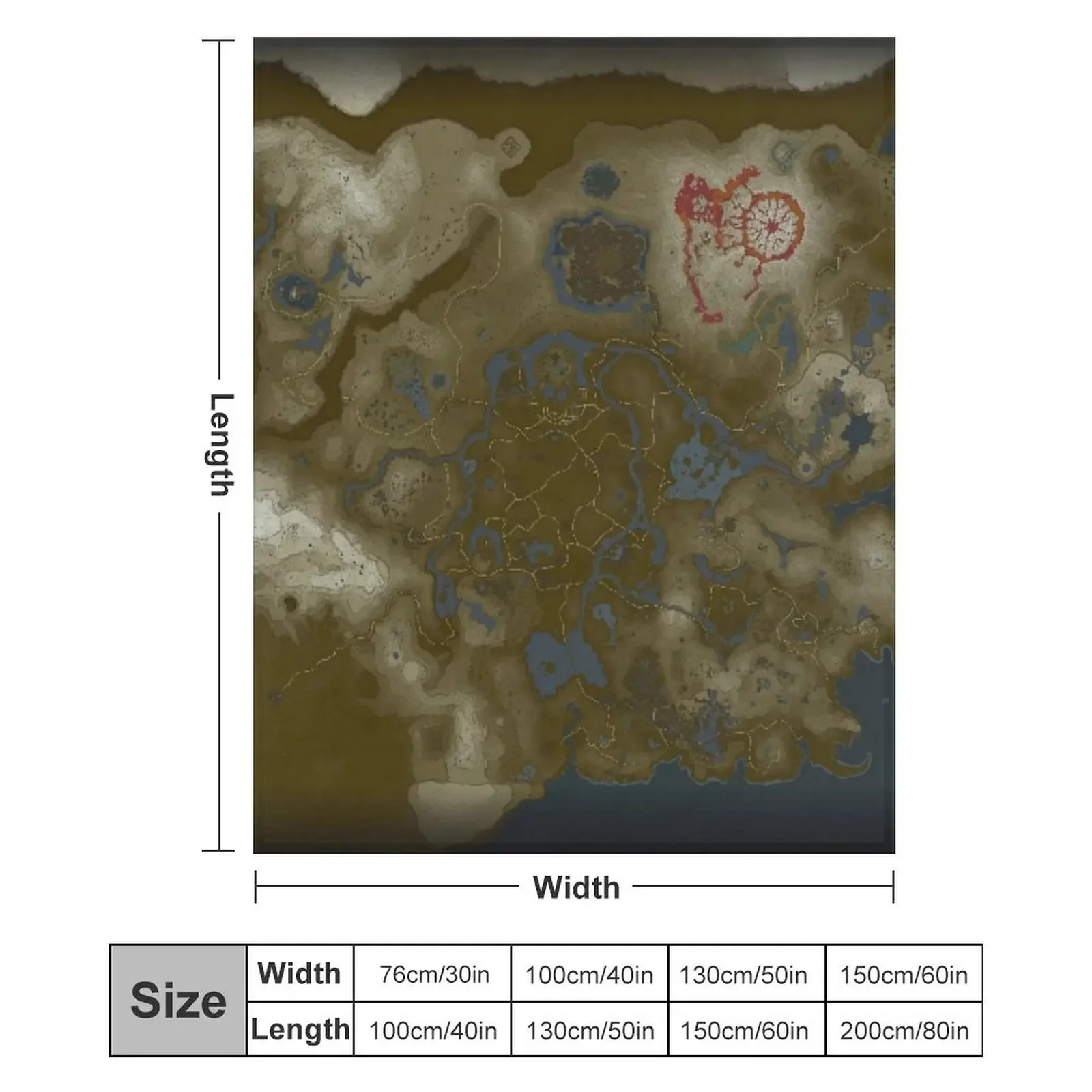 Плед с картой LoZ BOTW, пушистый и уютный плед для домашнего декора (art.: 3920dc22bb368) - 3920dc22bb368