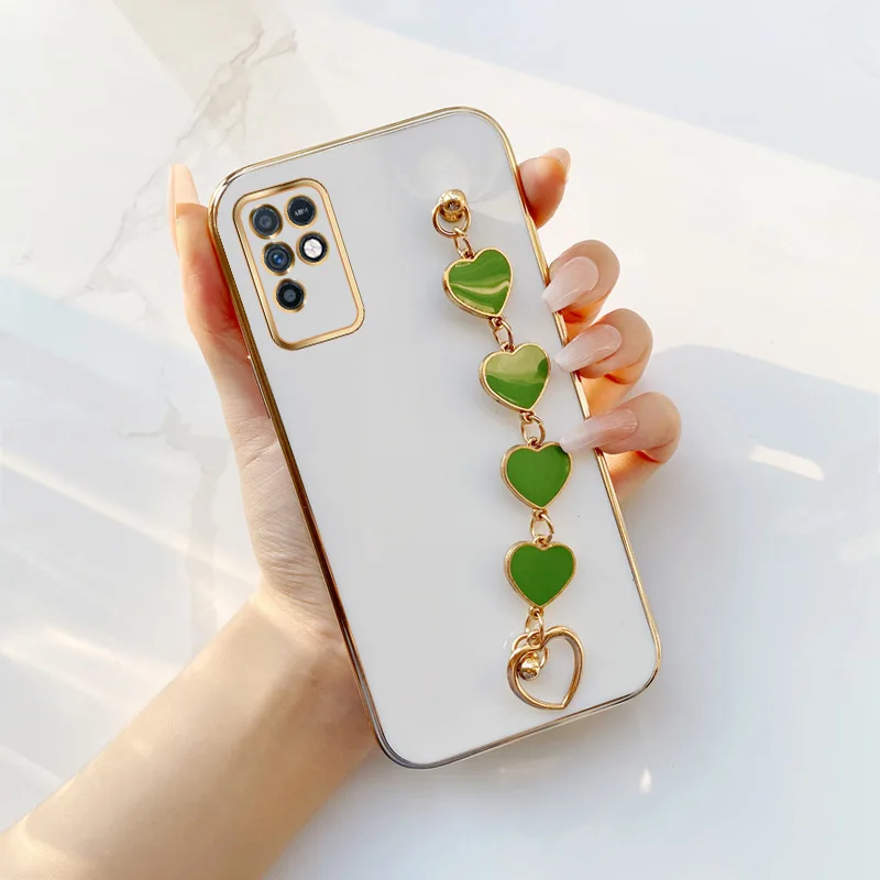 

Light Green Love Bracelet Electroplated Case for Infinix Note 10 11 11s 12 Pro NFC G96 Infinix Note 8 8i Girls'love chain