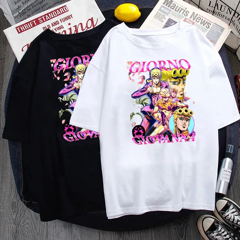 

Japanese Anime Jojo Bizarre Adventure T Shirt Jotaro Star Platinum Manga Graphic T-shirts Unisex Summer Fashion Loose Casual Tee
