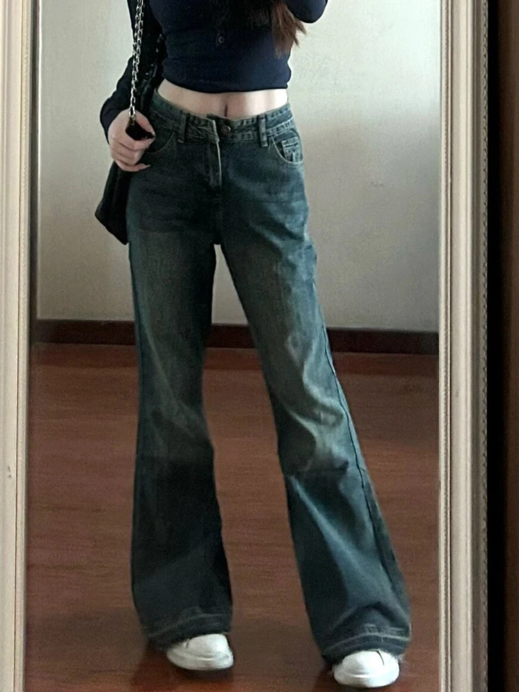 Plus Size Plus size women clothing 50.00kg Chubby Girl Retro High Waist Jeans Women's Loose All-Match Student Wide Leg ...