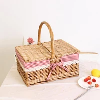 picnic basket practical reusable lace decor feast supplies camping storage bin fruit storage box