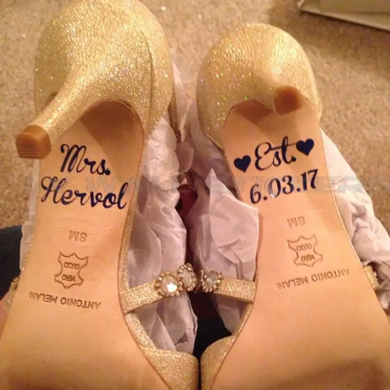 

LY Personalized Wedding Shoe Decals Name Custom Vinyl Bride Groom (Your Name & Date) L1-4098