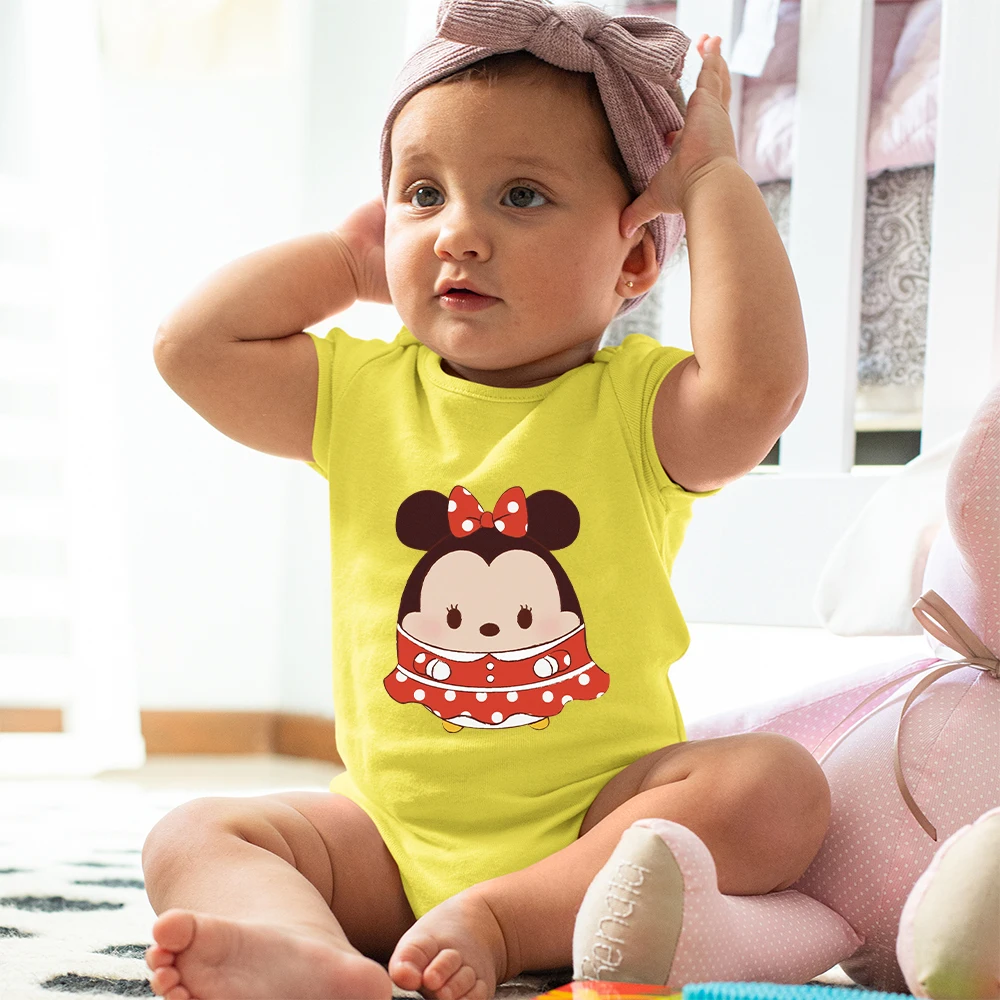 

Милый комбинезон с Минни Маус для маленьких девочек, одежда для малышей, летний комфортный топ с короткими рукавами, комбинезон в стиле Хара...