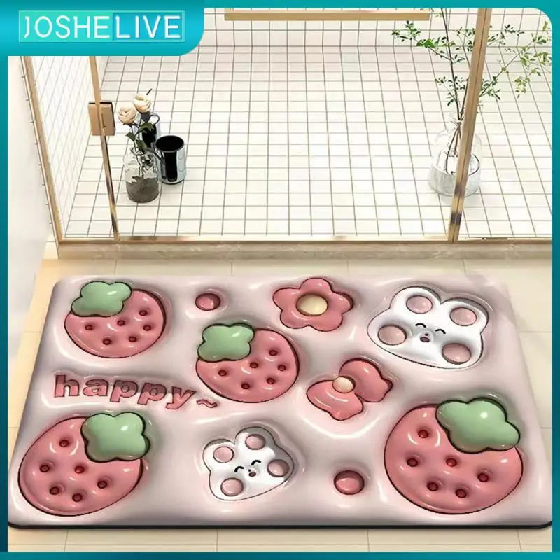 

Printing Flower Floor Mat Water Washing Expansion Foot Pad Bathroom Accessories Absorbent Mat Technology Cloth Anti-slip Square