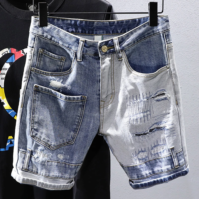 Supzoom New Arrival Hot Sale Fashion Summer Zipper Fly Stonewashed Casual Patchwork Cotton Jeans Shorts Men Cargo Denim Pockets