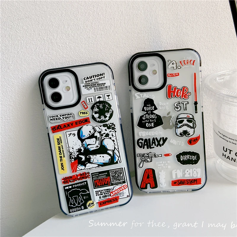 

Marvel Star Wars Phone Case For Iphone 11 12 13 Mini Pro Max X Xs Xr 6 7 8 Plus Two-color Transparent Protector soft Cover