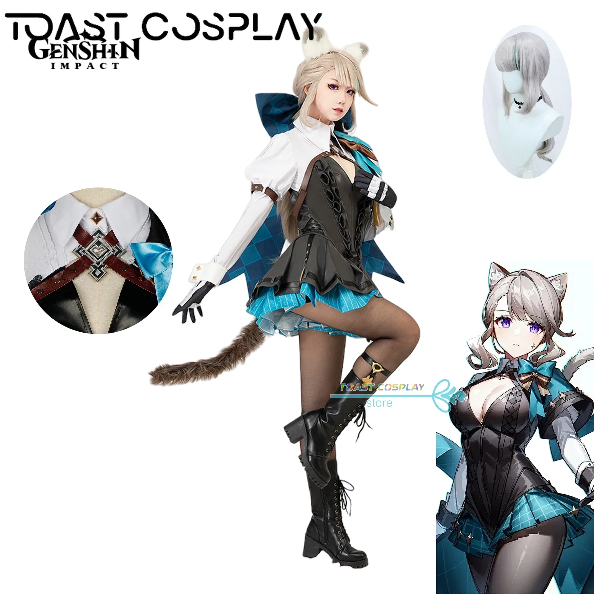 Линетт Косплей Genshinimpact Костюм Близнецы Волшебник Униформа Хэллоуин Полный
