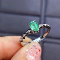 natural emerald ring 925 sterling silver vintage girls new adjustable gemstone ring support test fine jewelry