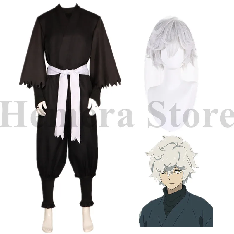 

Gabimaru Cosplay Costume Wig Anime Hell's Paradise Jigoku Raku Ninja Black Suit Man White Short Wig Halloween Role Play +Wig Cap