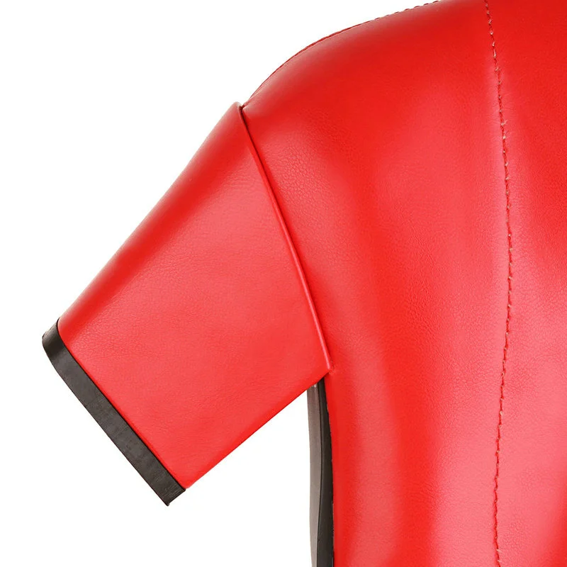 2022 Women Over the Knee Boots Fashion Pointed Toe Square High Heel Ladies Thigh Boots PU Leather Side Zipper Party Women's Boot