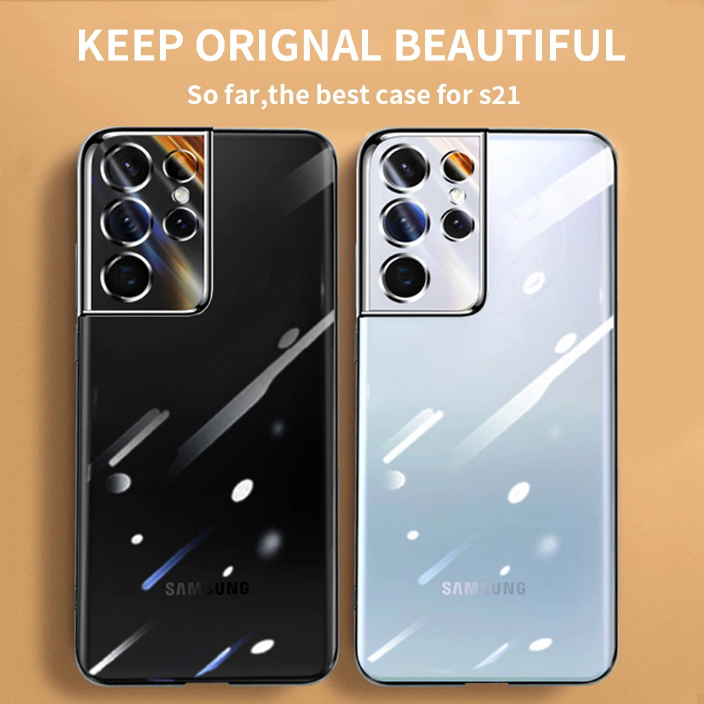 Luxury Plating Transparent Silicone Case for Samsung Galaxy S22 S21 S20 Plus Ultra S21ultra S21plus S22ultra S22plus Clear Cover