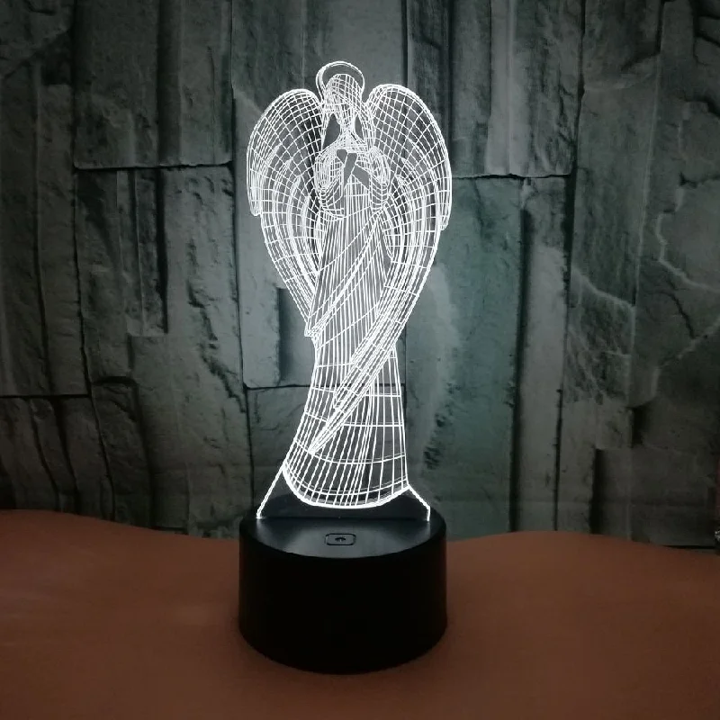 

Angel 3D Lamp Acrylic USB LED Night Lights for Children 7 Colors Christmas Decoration Home Room Birthday Decor Xmas Gifts