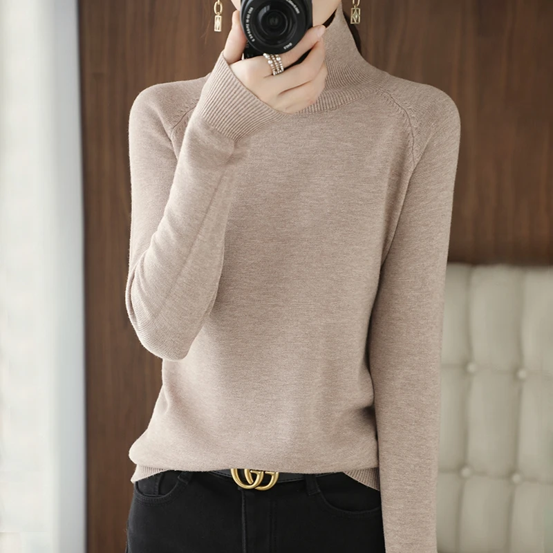 

Autumn And Winter Korean Version Of Casual Slimming All-Match Turtleneck Sweater Core Yarn Women's Raglan Sleeves