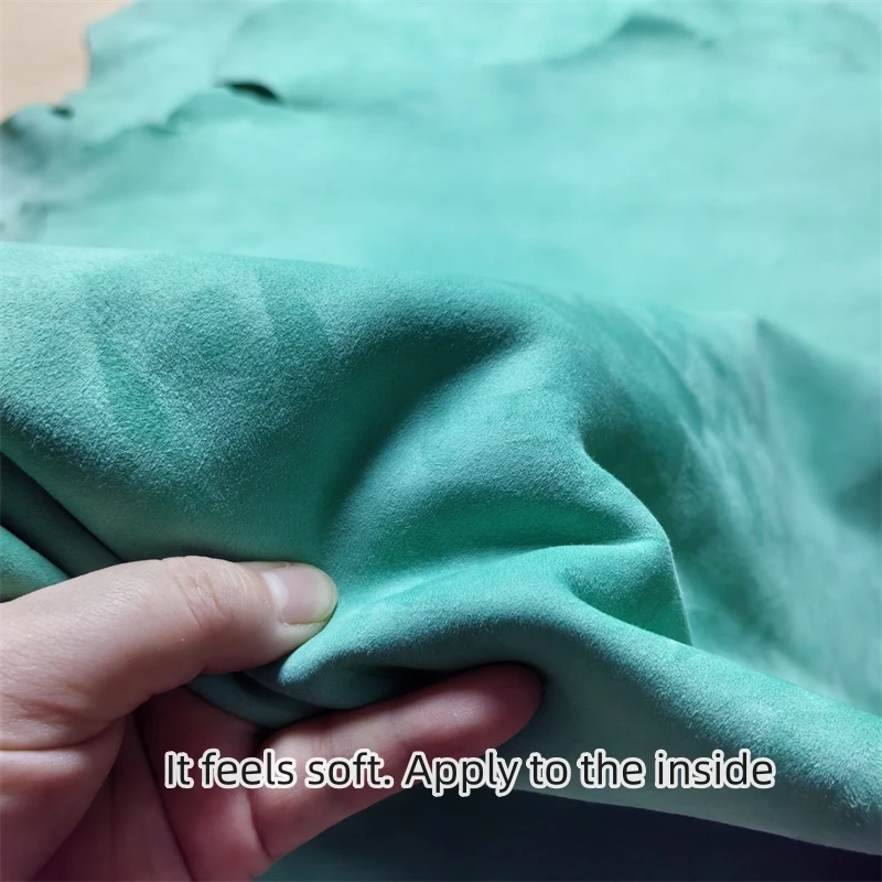 0 6/0 8 мм бирюзово-зеленая матовая овчина. Первослойная кожаная ткань. Ручная