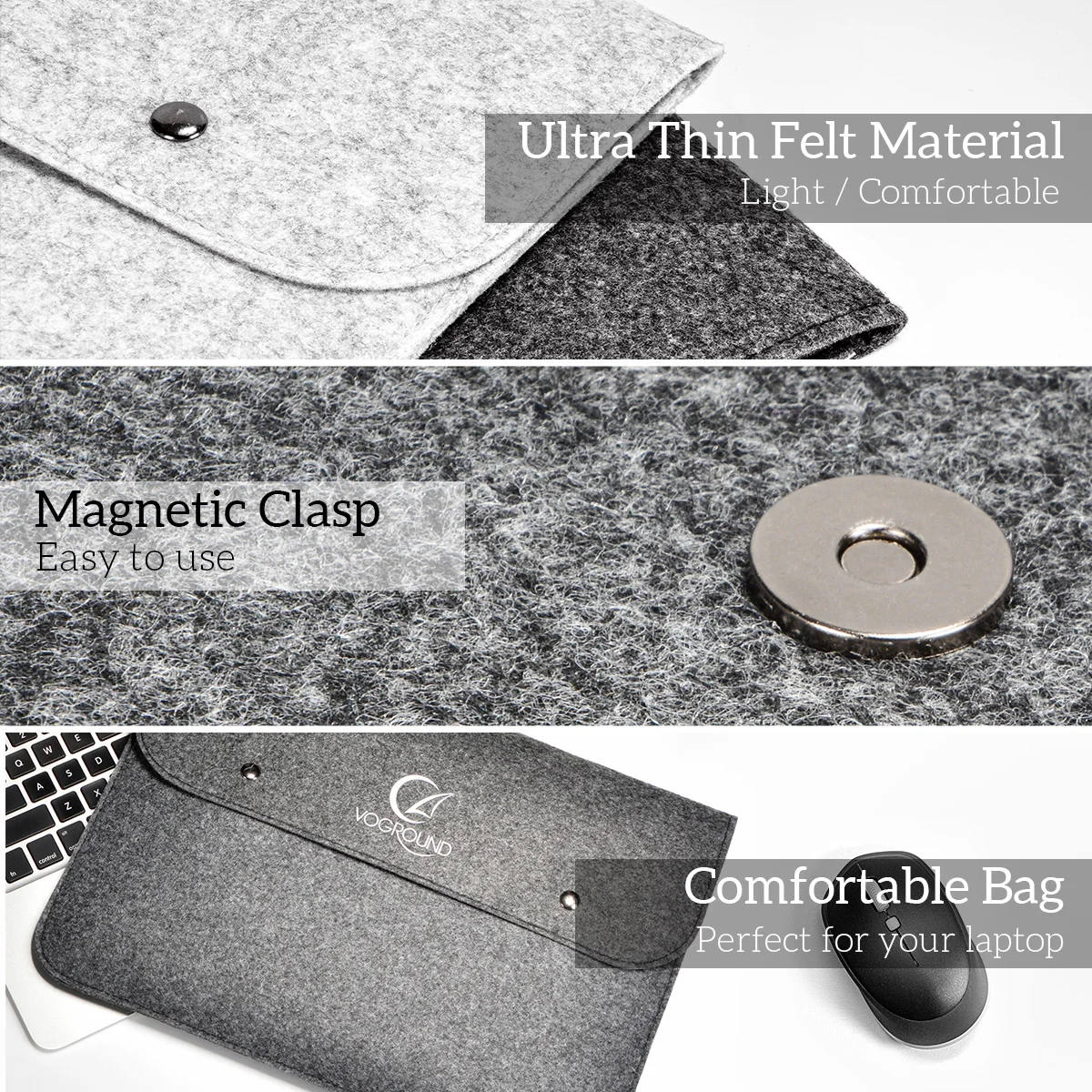 VOGROUND Пряжка для ноутбука войлочная сумка 11 12 13 14 15 дюймов Macbook Air Retina чехол HuaWei Hp