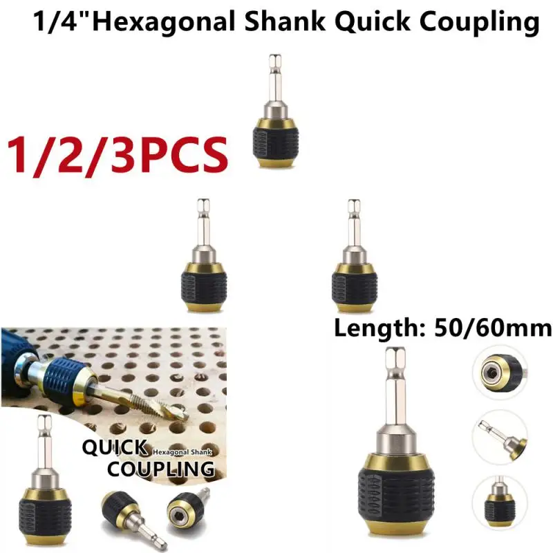 

1/2/3pcs Gonal Shank Quick Coupling Power Accessories Electric Drills Adapters Drill Bit Holder Parts 1/4 Inner Hex 50mm 60mm