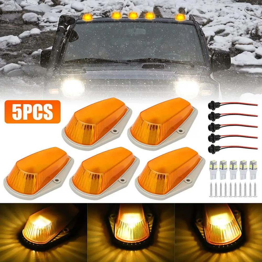

5 Pcs Cab Roof Marker Lights Rv Trailer Cargo Led Dome Lamp Ceiling Warning Light Compatible For 1980-1997 F Series