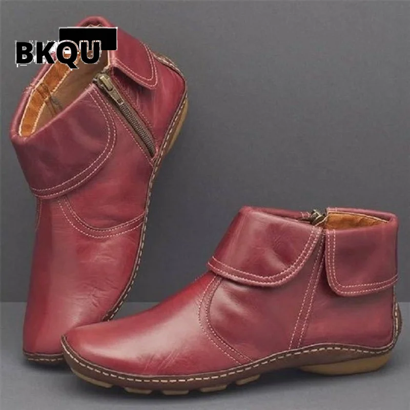 

Новые осенние повседневные ботинки, женская обувь, женские ботильоны на молнии, водонепроницаемые ботинки Martin в стиле ретро на плоской подо...