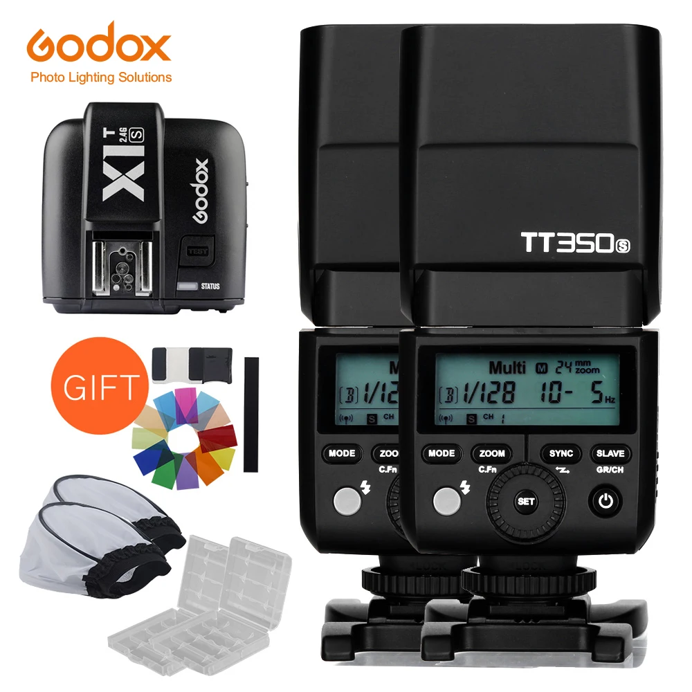 

2x Godox Mini Speedlite TT350S вспышка для камеры TTL HSS GN36 + фотопередатчик для Sony беззеркальная DSLR камера A7 A6000 A6500