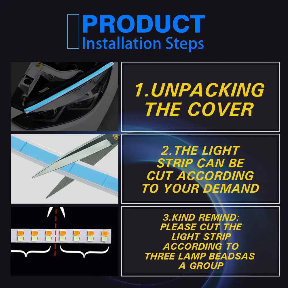 2 шт. гибкие дневные ходовые огни 30 см 45 60