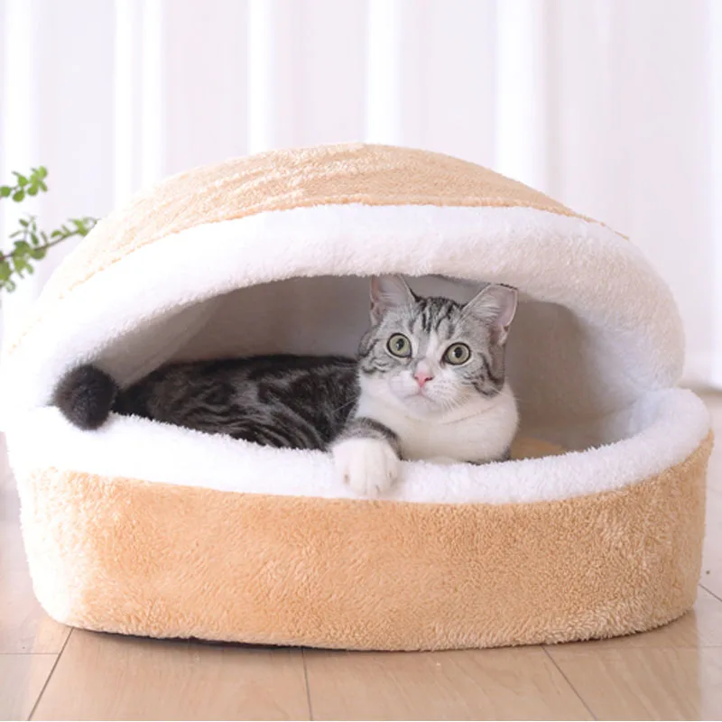 

CONG FEE Winter Warm Cat Bed Dog House Hamburger bed Disassemblability Windproof Pet Puppy Nest