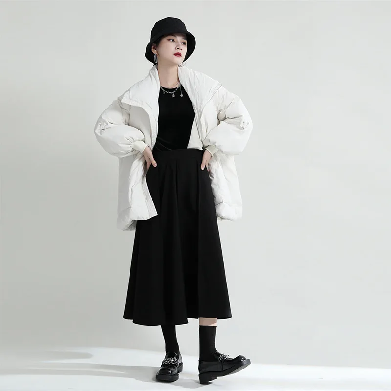 Women's down jacket in winter keeps warm, thickened, loose and slim, medium and long jacket.