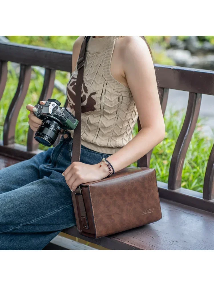 Винтажная сумка ручной работы из натуральной кожи для фотоаппарата Fuji canon Nikon Sony