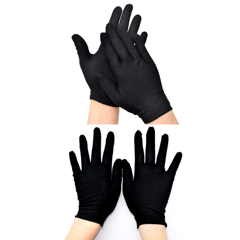

12 Pairs Black Formal Gloves Tuxedo Costume for Honor Guard for Parade Men Women Coin Jewelry Inspection Winter Drop Shipping
