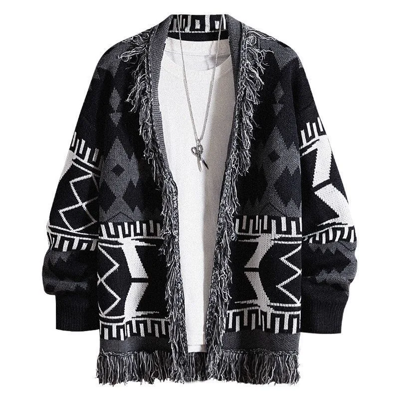 

New Winter Harajuku Cardigan Men's Knitted Fashion Sweater Autumn Jumper Knitting Loose V-Neck Couple Street Casual Sweatercoat