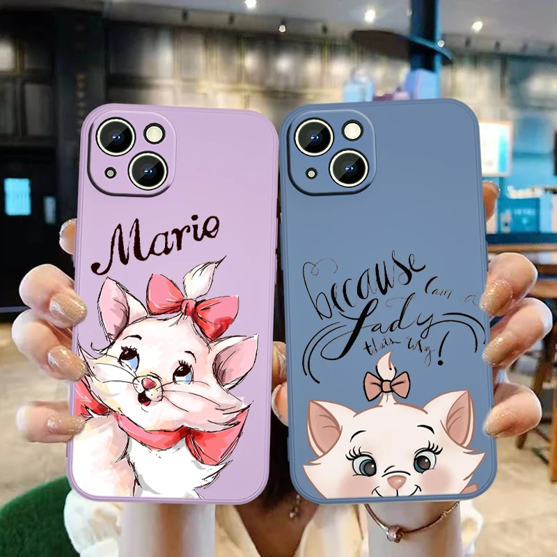 

Disney Marie Cat Cute Phone Case For Apple iPhone 13 12 Mini 11 Pro XS MAX XR X 8 7 6S SE Plus Liquid Candy Color Shell Fundas