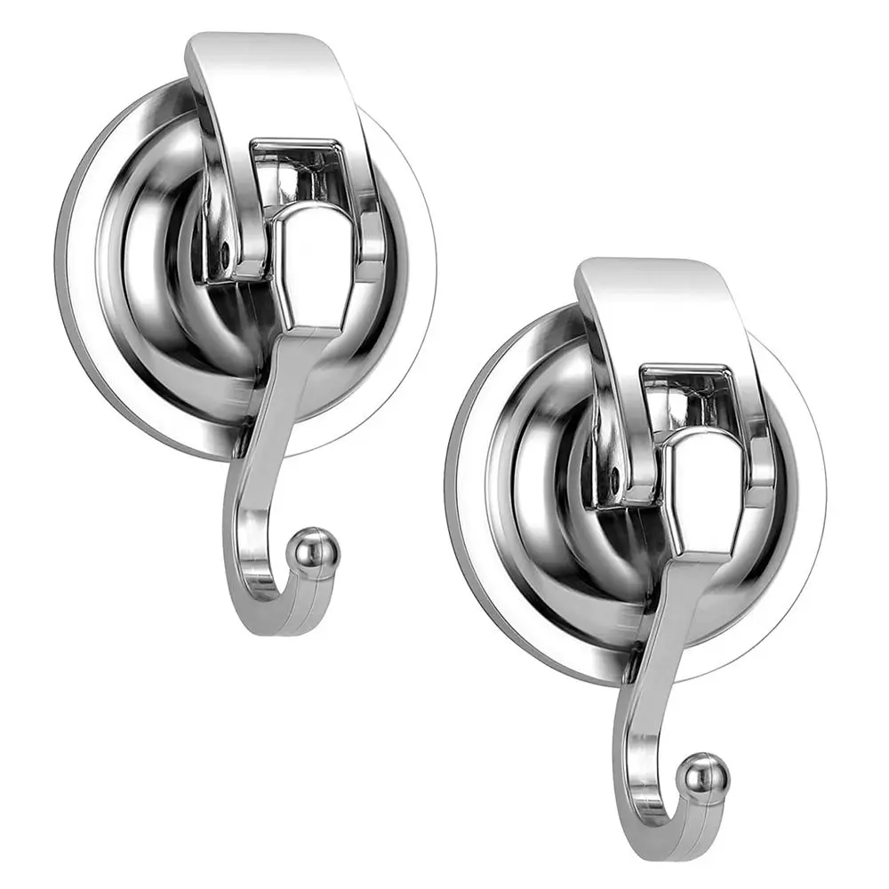 

Removable Heavy-Duty Easy to Install Polished Bathroom Shower Chrome-Plated Suction Cup Hooks Organization