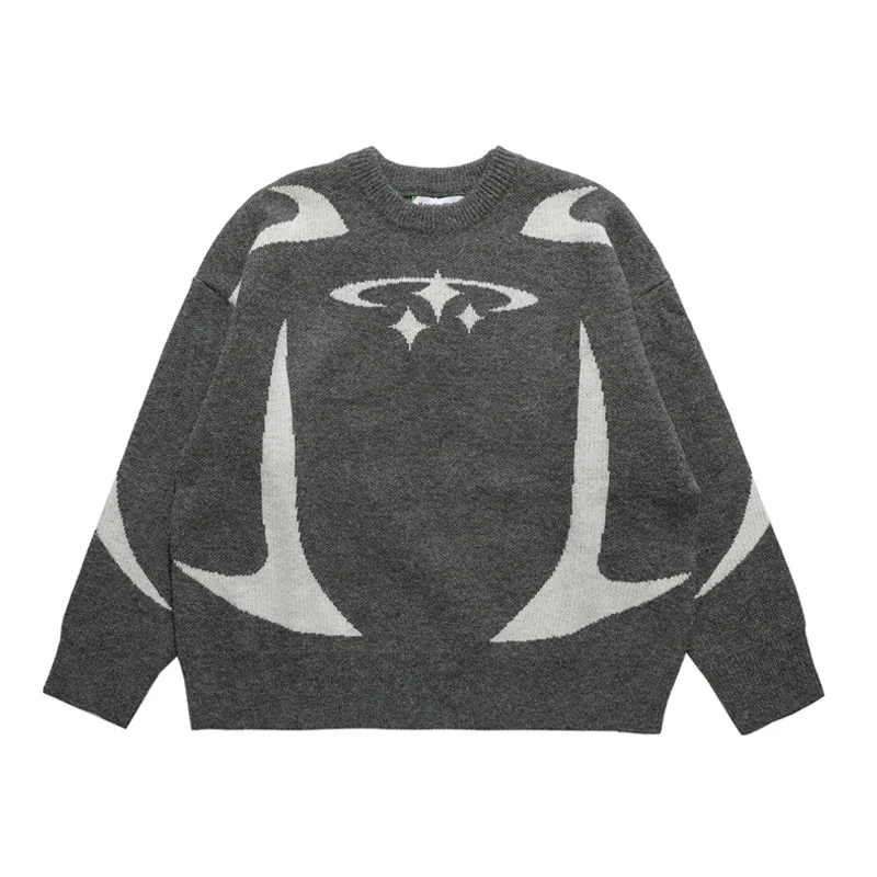 Vintage Knitwear Y2K Stars Graphic Sweaters Winter Women Harajuku Loose Pullover Tops Unisex Aesthetic Clothes For Teens