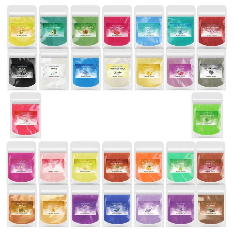 

30 Colors Cosmetic Grade Pearlescent Power Natural Mica Mineral Powder Natural Micas Colorants Epoxy Resin Paint Pearl DIY 124A