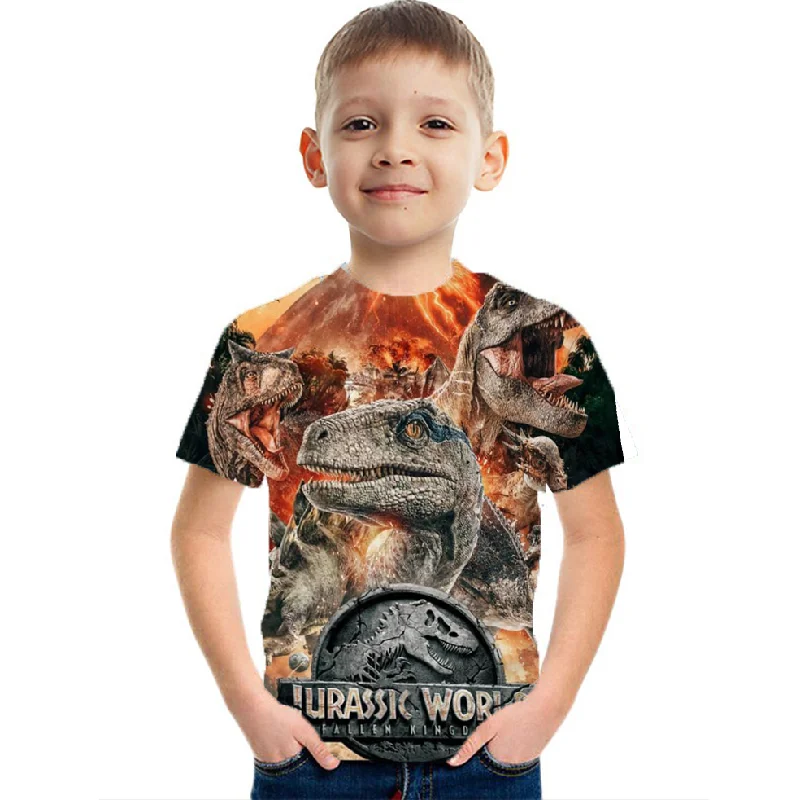 

Jurassic Park 3D Printing T-Shirt 4-12Y Boys Girls Tee Anime Dinosaur Pattern Children's Baby Fancy Graphics O-Neck Top Summer