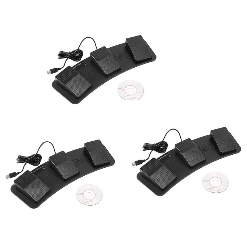 

3X FS3-P USB Triple Foot Switch Pedal Control Keyboard Mouse PC Game Plastic