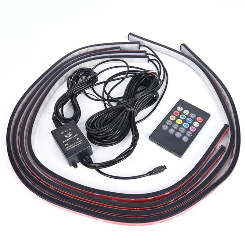 4 x RGB LED Car Tube Strip Waterproof Low Consumption High Power Underbody Glow Neon Light Kit Wireless Control Under#268937 | Автомобили