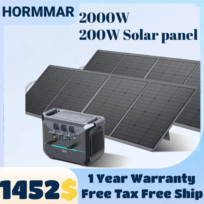 

2000W Solar Generator With Solar Panel Set LiFePO4 for Power Station Camping Power Bank 220V Powerstation 2073Wh Home Emergency