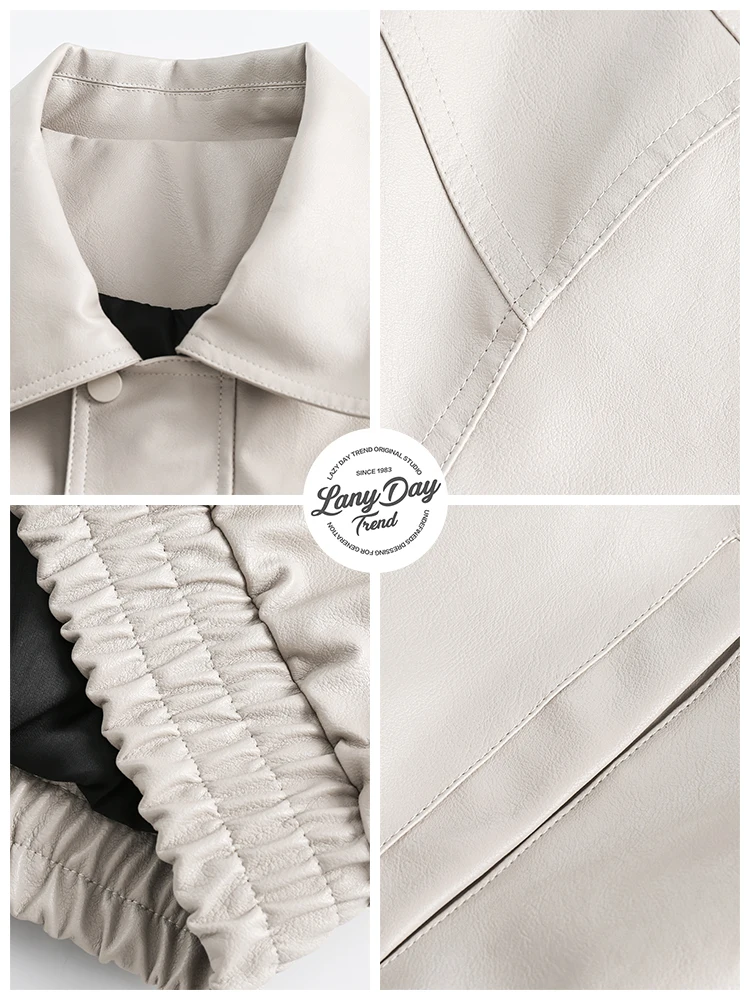 Lazy Day Original Men's Clothing American Fashion Brand All-Match Solid Leather Coat Autumn Loose Outerwear