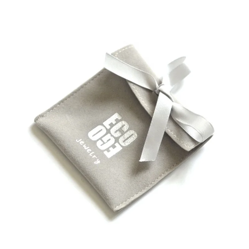 

Gray suede envelope ribbon 7x7cm 10x10cm 8x10cm 12x12cm Necklace Bracelet Bangle jewelry pouch logo gift bags pouches