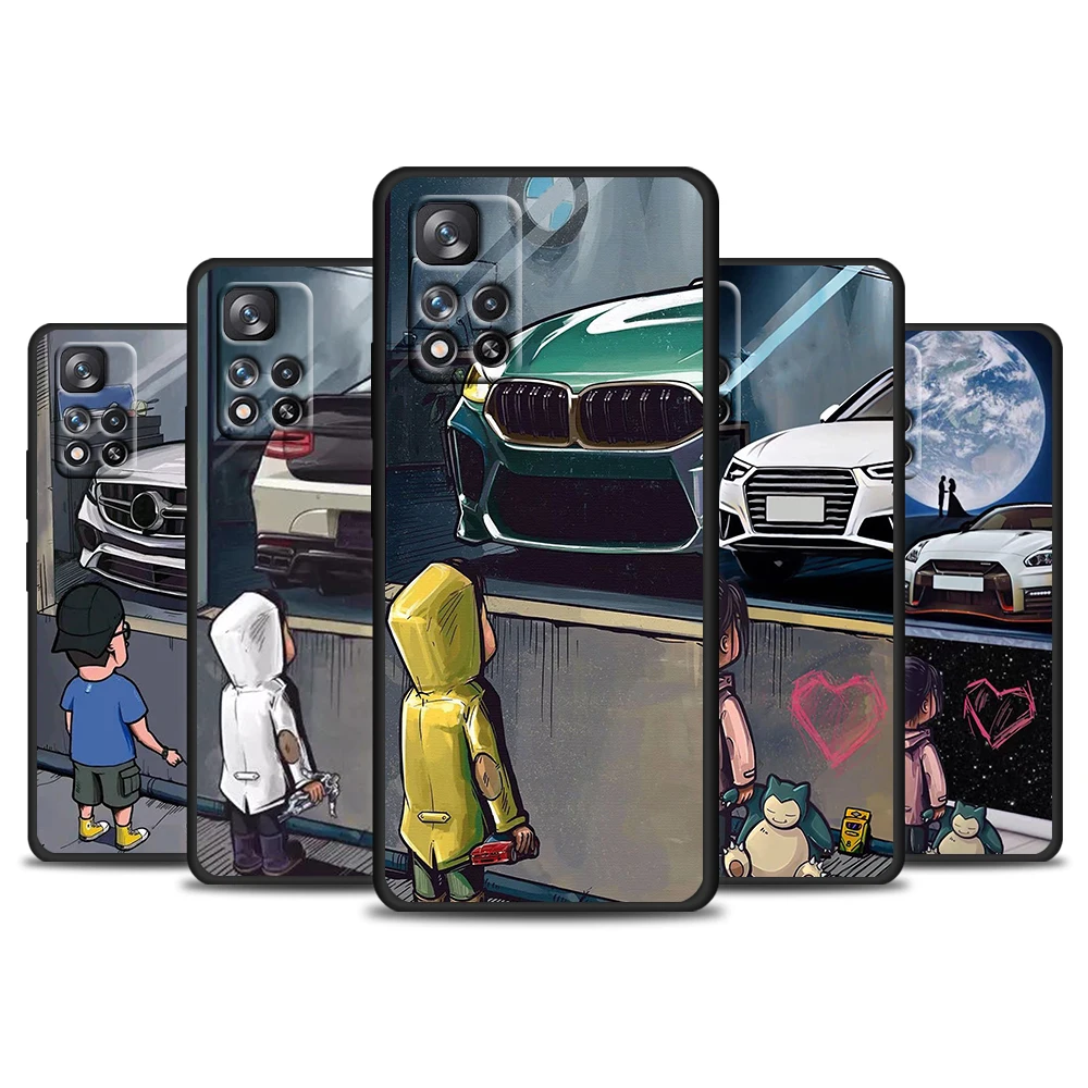 

Boy Girl See Cool Sports Car For Redmi 10 9 9C 9A 8 8A 7 7A 6 6A 5 5A 4X 4G 5G Prime Pro Plus Silicone Soft Black Phone Case