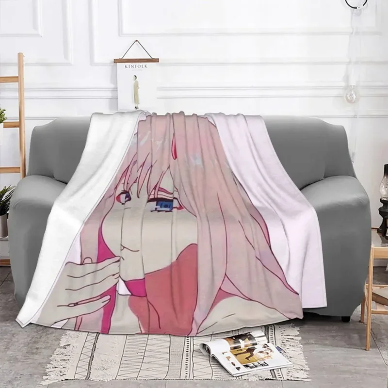 

Zero Two Darling In The Franxx Blankets Flannel Summer Manga Ultra-Soft Throw Blanket For Sofa Outdoor Plush Thin Quilt