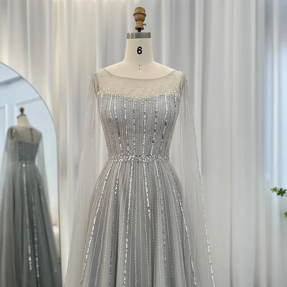 Jancember Elegant Sleeveless Folds Evening Dresses Crystal Formal Prom Costume With Cape Sweet Party Gown For Lady SCZ067